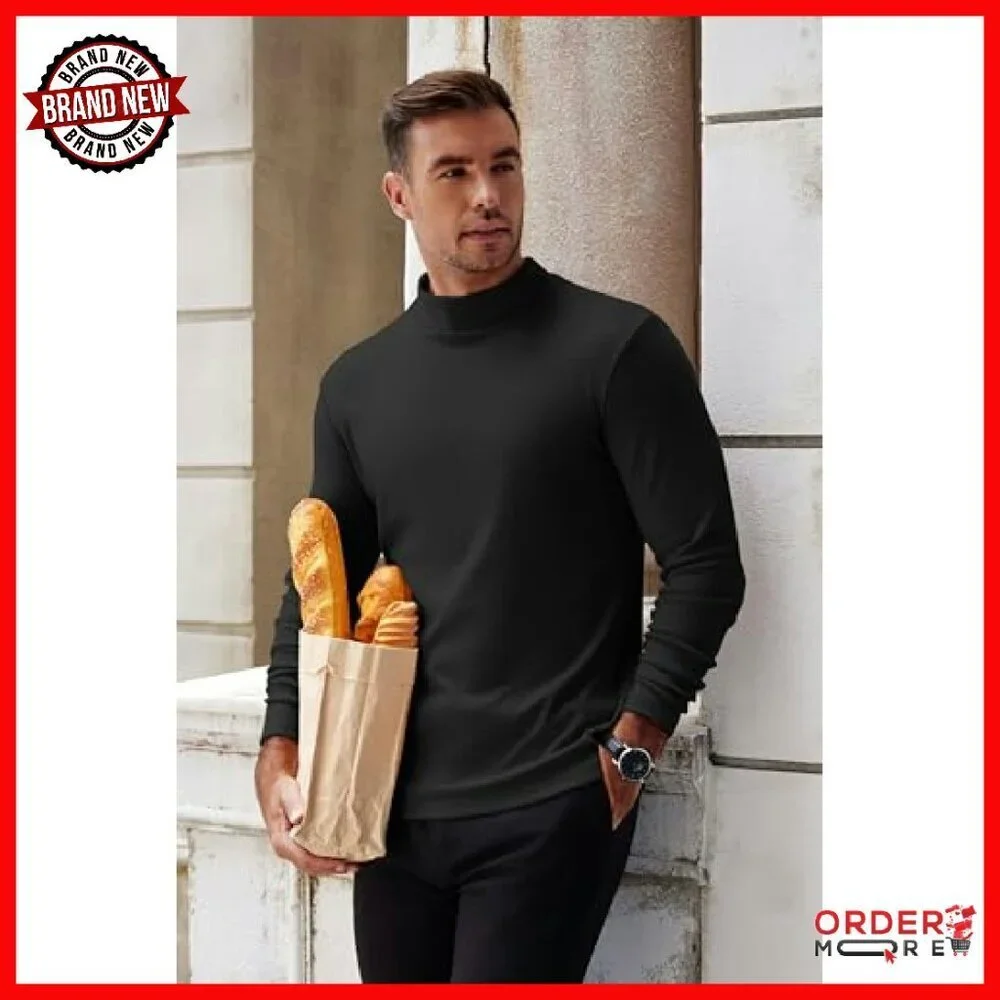 Men's Slim Fit Mock Turtleneck Thermal Pullover Sweater Long Sleeve